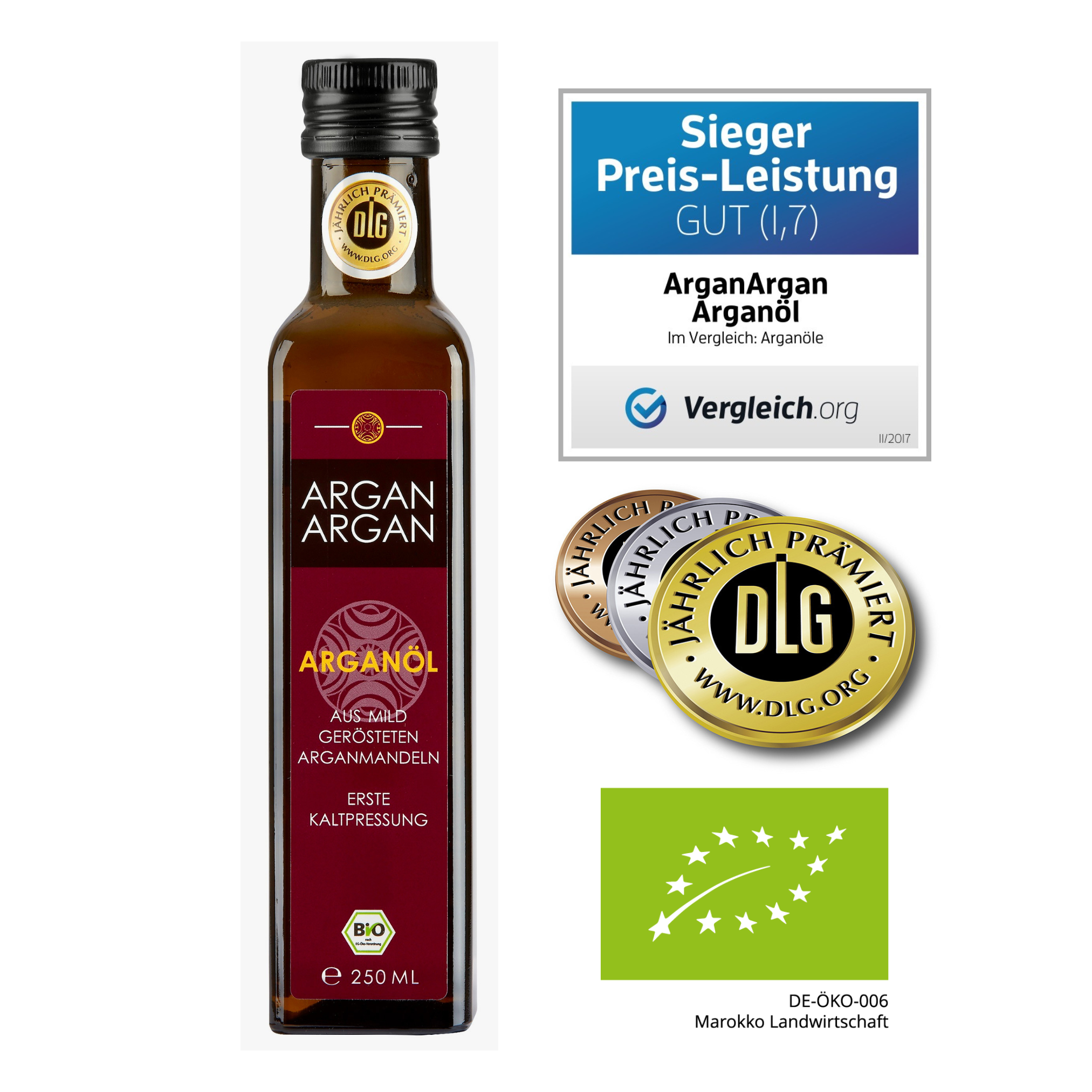 BIO-ARGANÖL - GERÖSTET 250ml - fein nussig - erste Kaltpressung